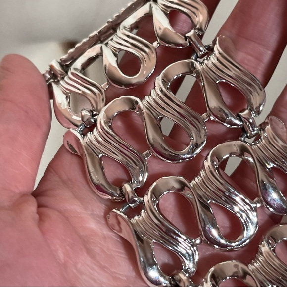 Vintage 60 70 MCM MOD Heavy Silver Wide Mobwife Bracelet - Picture 15 of 17